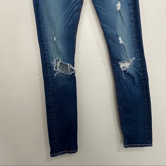 Rag & Bone Capri Jeans In Dark Shredded Size 24 - Picture 5 of 10